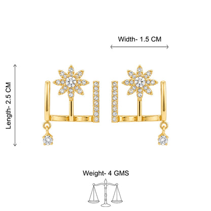Golden Daisy Charm Drop Earrings