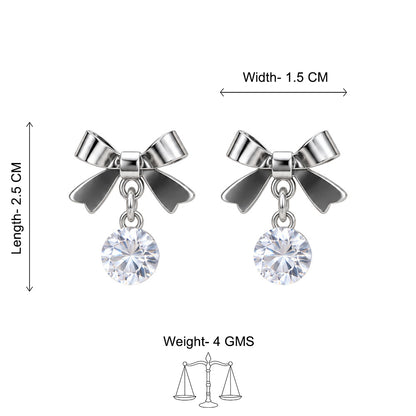 Bow Drop Sparkle Stud Earrings