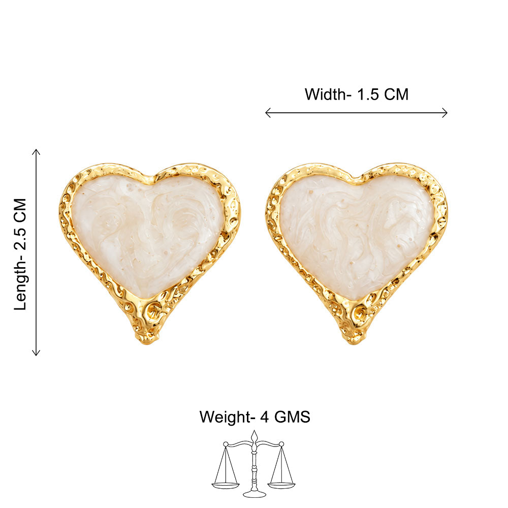 Ivory Heart Stud Earrings