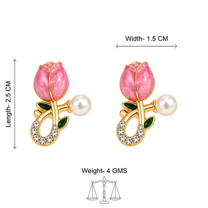 Crystal Blossom Drop Stud Earrings