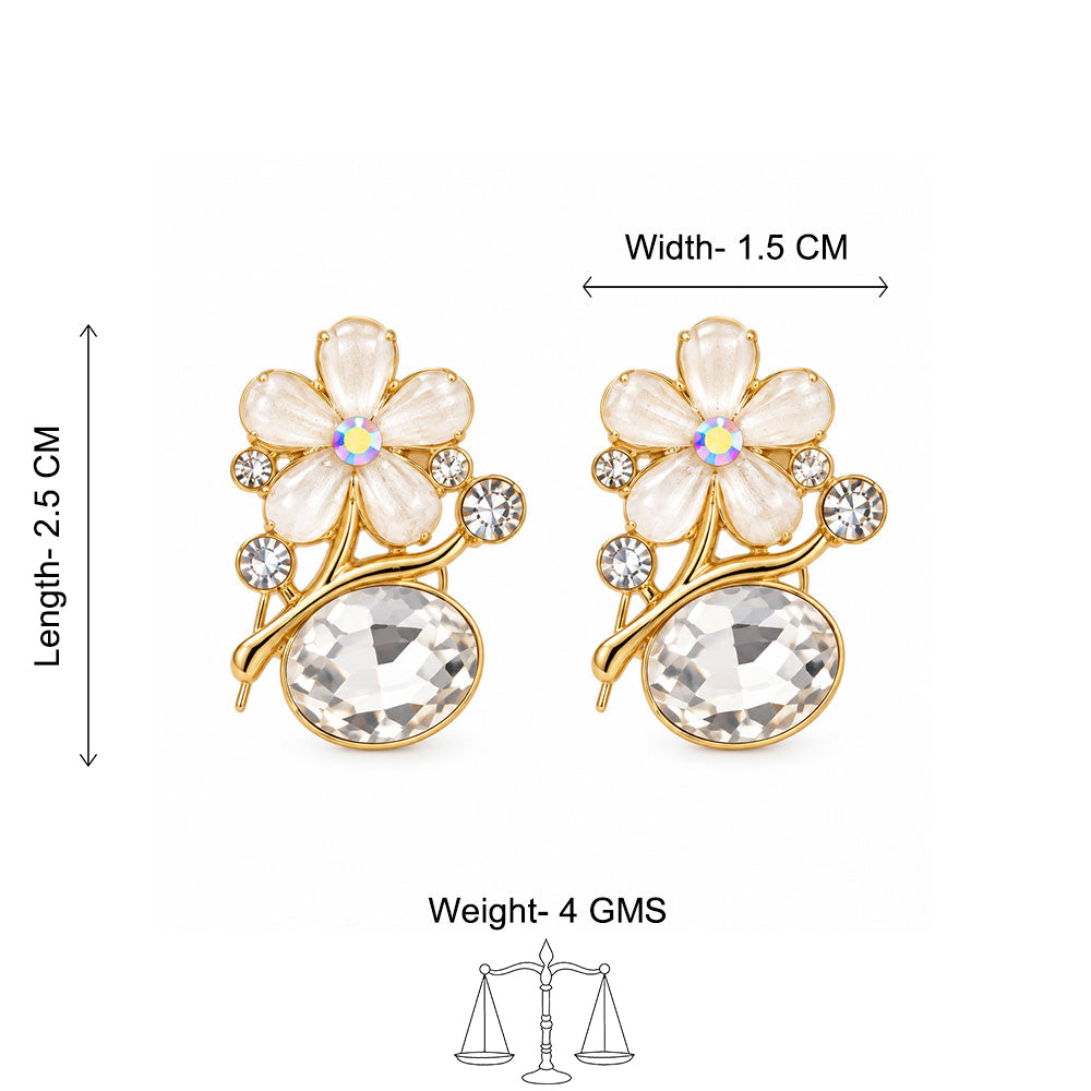 Crystal Blossom Drop Stud Earrings