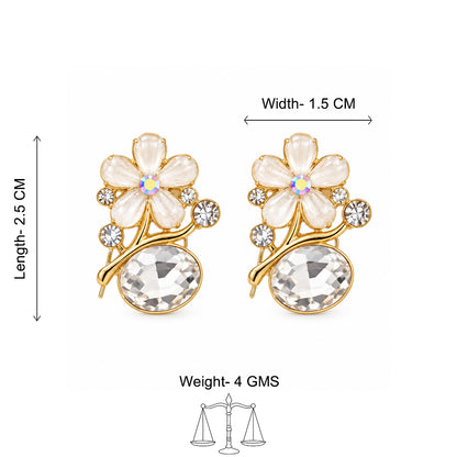 Crystal Blossom Drop Stud Earrings