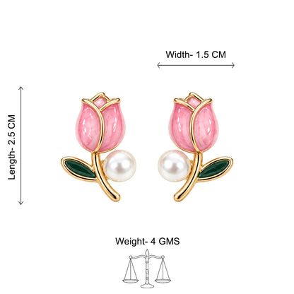 Blushing Rose Pearl Stud Earrings