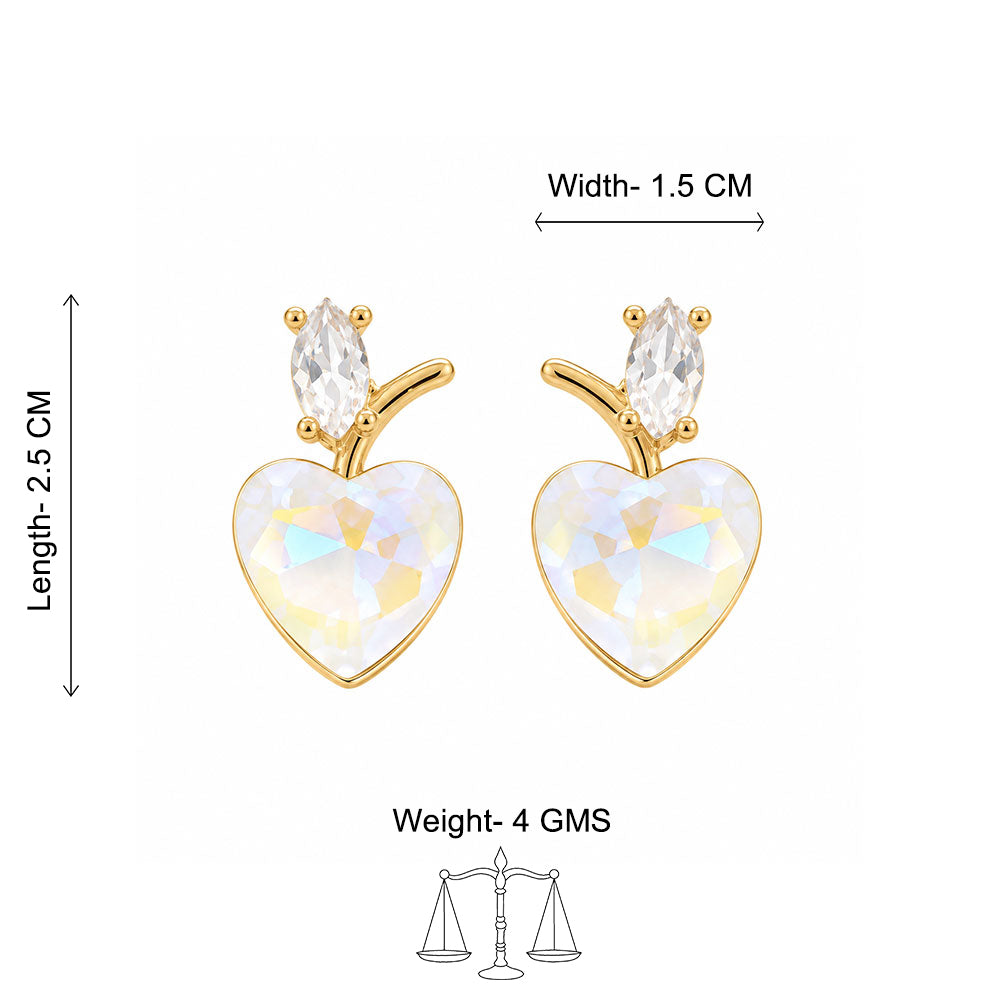 Opal Heart Crown Stud Earrings