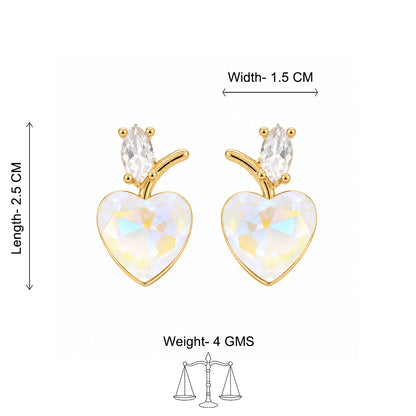 Opal Heart Crown Stud Earrings