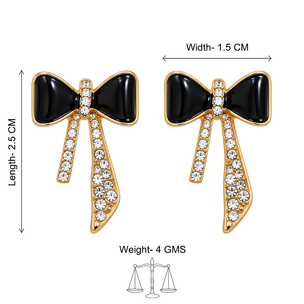 Midnight Bow Crystal Drop Earrings