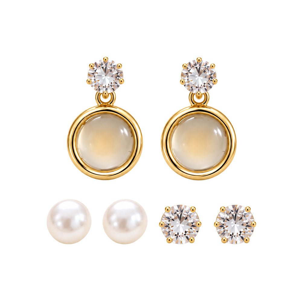 Golden Halo Pearl Earrings