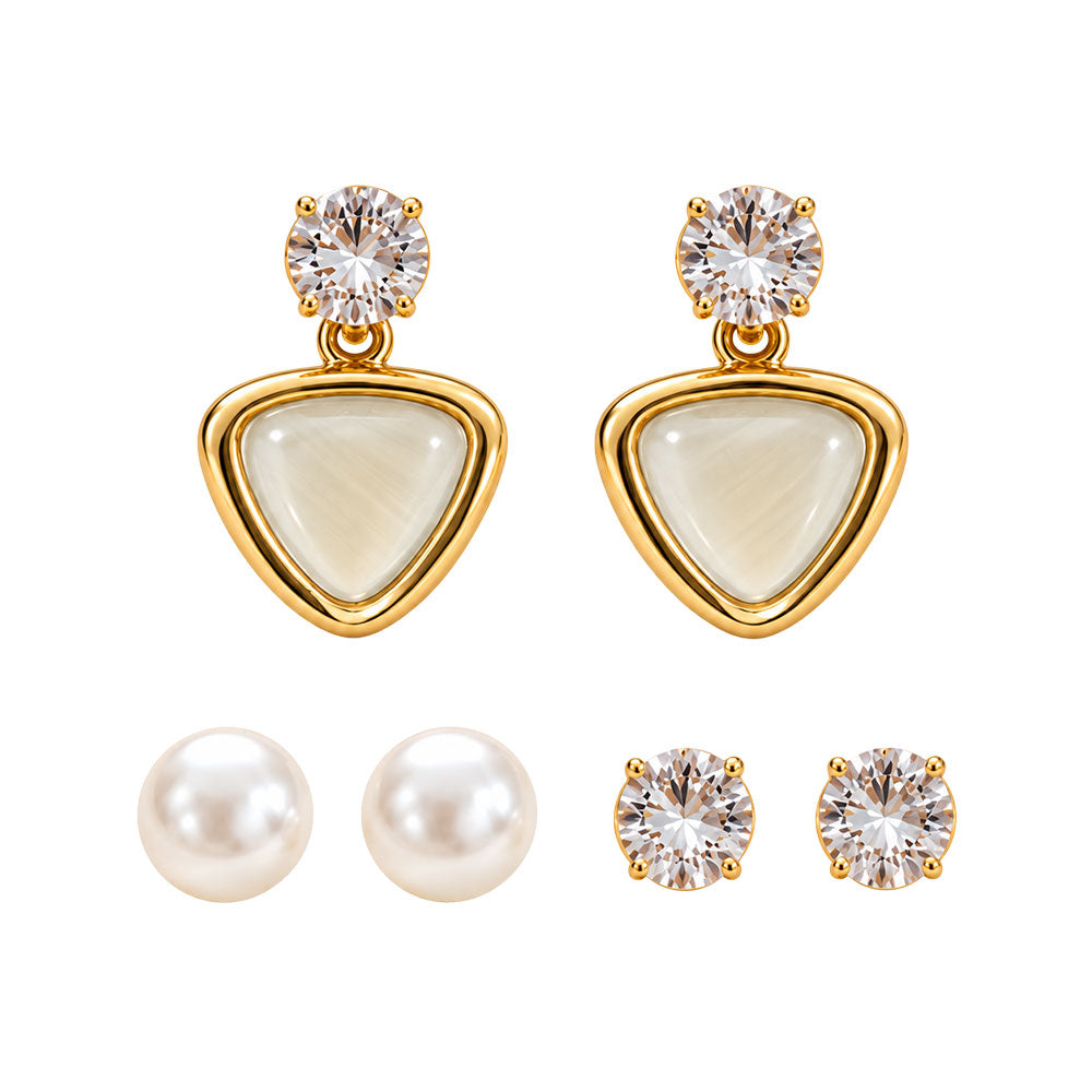 Golden Triangle Heart Drop Earrings