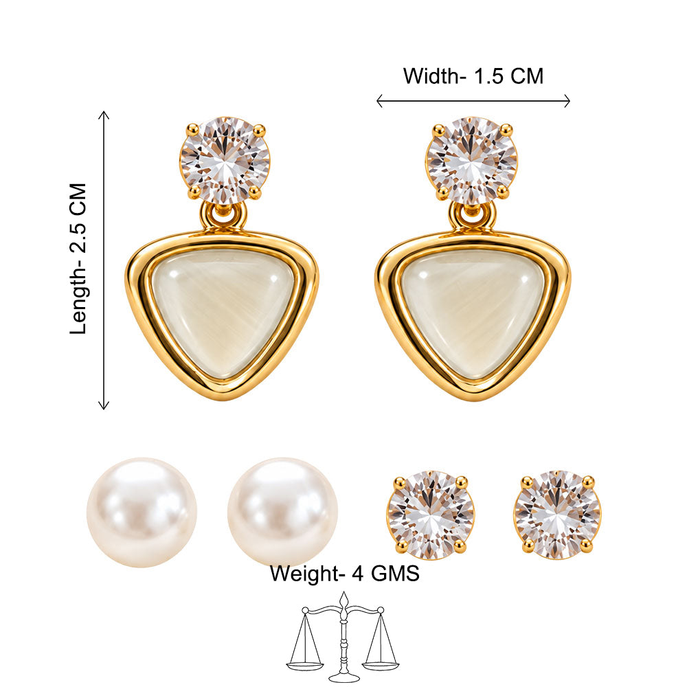Golden Triangle Heart Drop Earrings