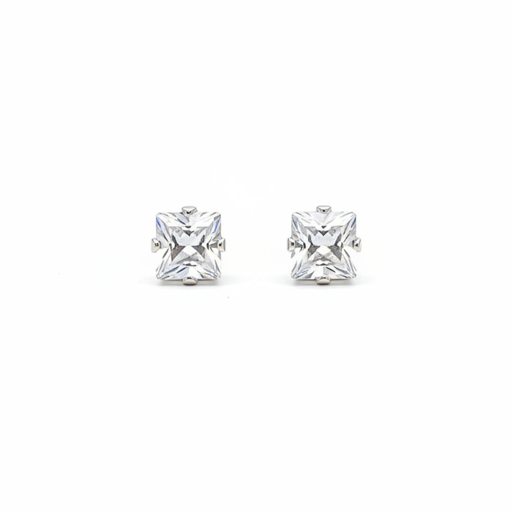 Zirconia Crystal Square Stud Earrings