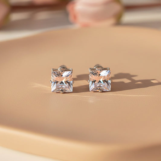 Zirconia Crystal Square Stud Earrings