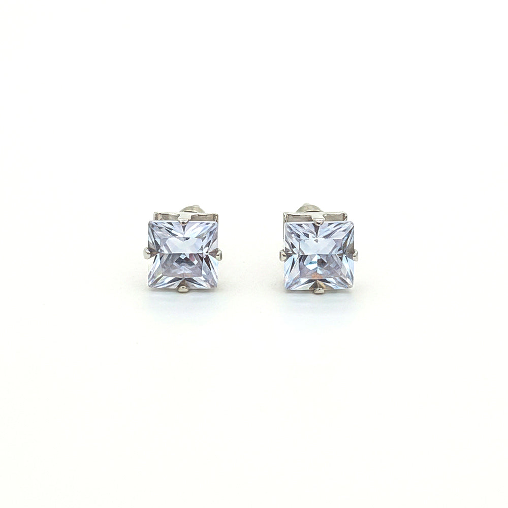 Zirconia Crystal Square Stud Earrings