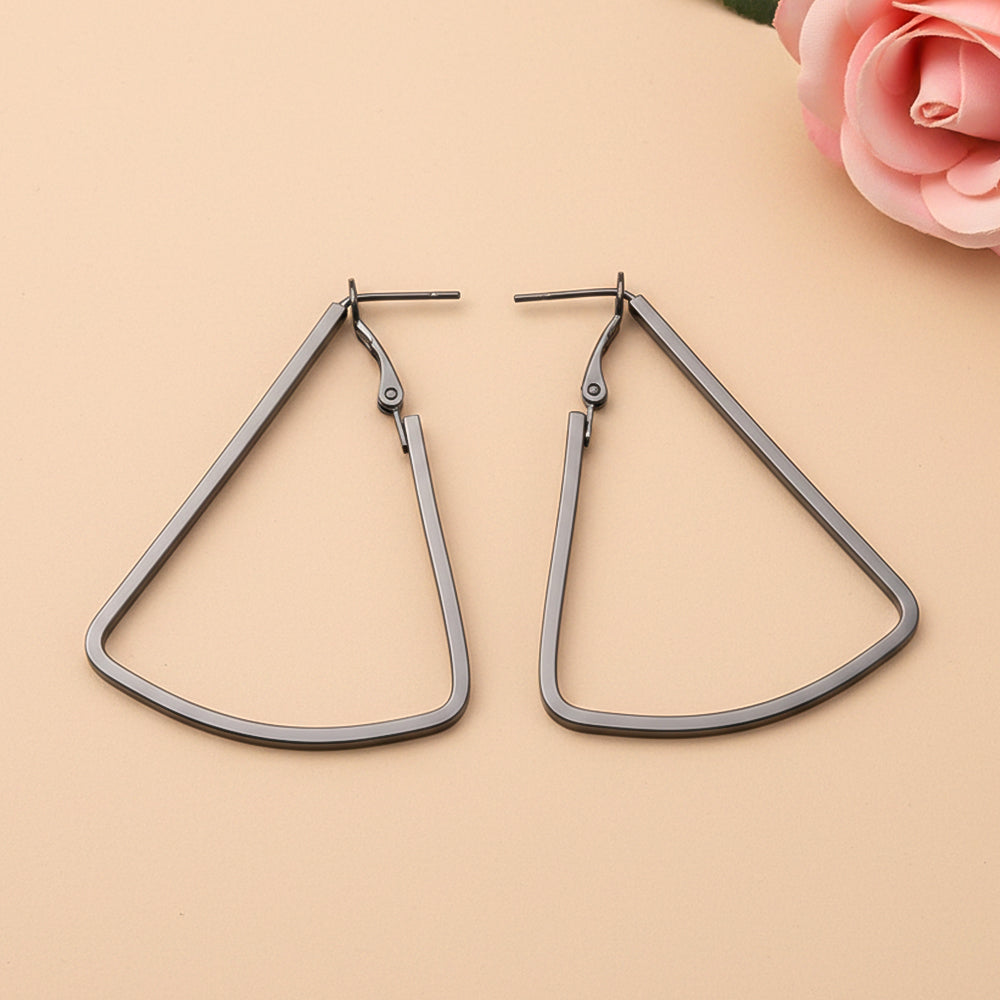 Western Style Triangular Metallic Loop Earrings