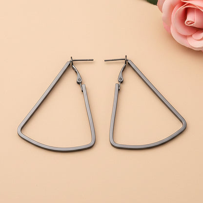 Western Style Triangular Metallic Loop Earrings