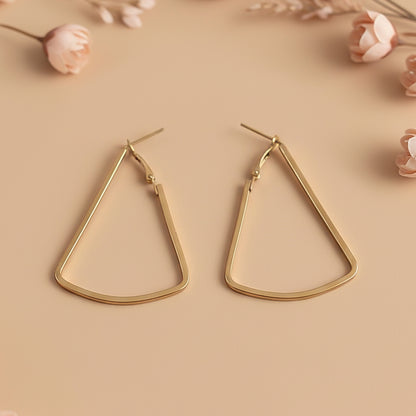 Western Style Triangular Metallic Loop Earrings