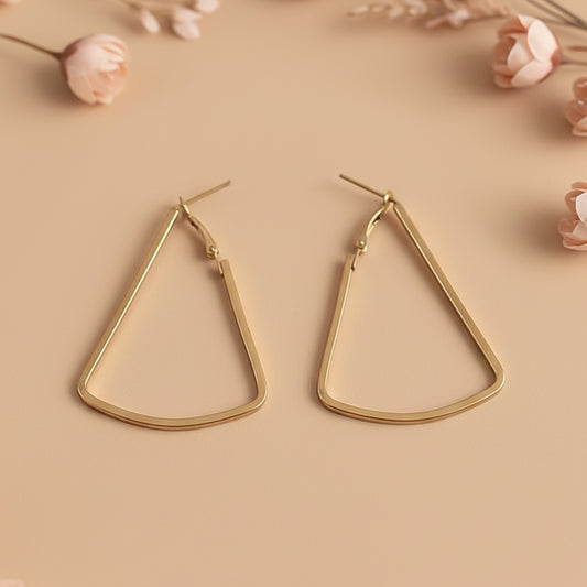 Western Style Triangular Metallic Loop Earrings