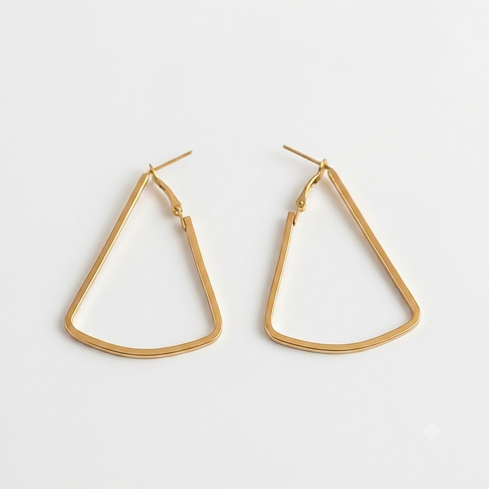 Western Style Triangular Metallic Loop Earrings