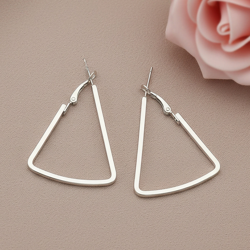 Western Style Triangular Metallic Loop Earrings