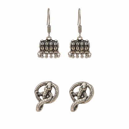 StylishKudi Oxidised Silver Stud & Chandbali Earrings Combo Set for Women&girl