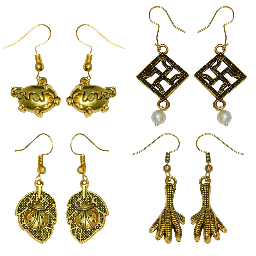 StylishKudi Oxidised Silver Drops & Danglers Earrings ComboSet for Women&girl