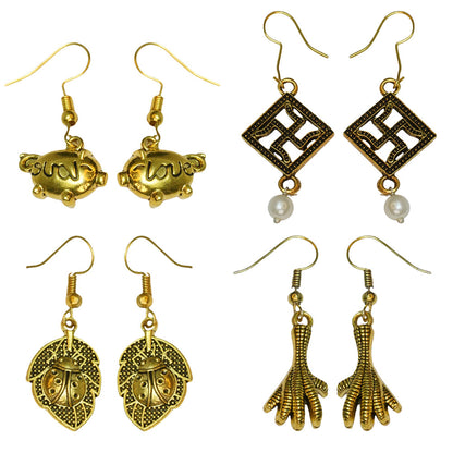 StylishKudi Oxidised Silver Drops & Danglers Earrings ComboSet for Women&girl