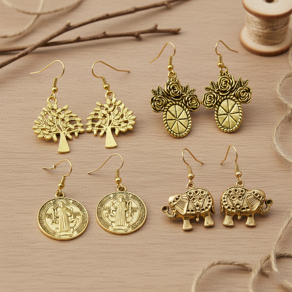 StylishKudi Oxidised Silver Drops & Danglers Earrings ComboSet for Women&girl