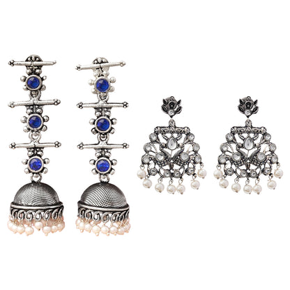 StylishKudi Oxidised Silver Jhumki&Danglers ComboSet for Women&girl