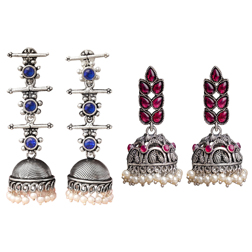 StylishKudi Oxidised Silver Jhumki Earring ComboSet for Women&girl