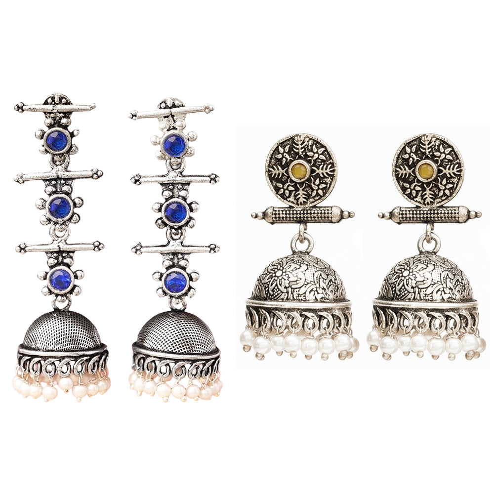 StylishKudi Oxidised Silver Jhumki Earring ComboSet for Women&girl