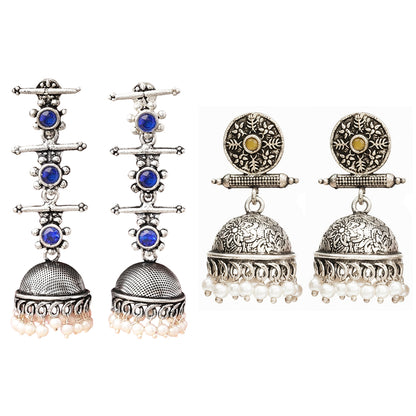 StylishKudi Oxidised Silver Jhumki Earring ComboSet for Women&girl