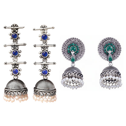 StylishKudi Oxidised Silver Jhumki Earring ComboSet for Women&girl