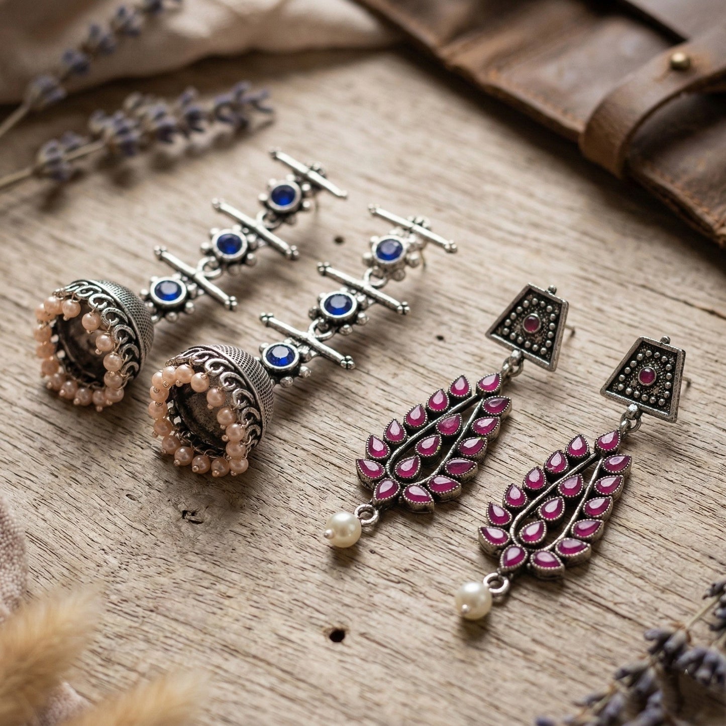 StylishKudi Oxidised Silver Jhumki&Danglers ComboSet for Women&girl