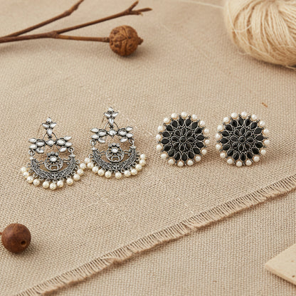 Carved Charm Dangler earrings & Desi Diva stud earring Combo set