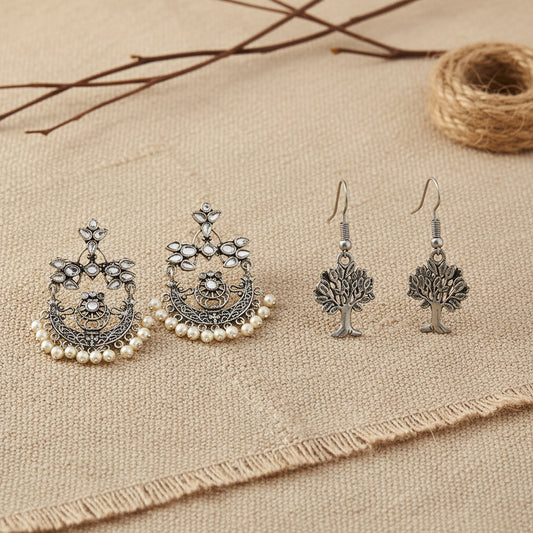Carved Charm Dangler earrings & Roots of elegance dangler earrings Combo set