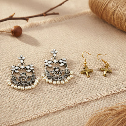 Carved Charm Dangler earrings &  Cloud nine dangler earrings Combo set