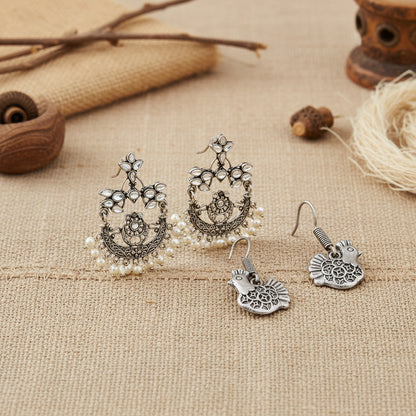 Carved Charm Dangler earrings &  Rooster radiance dangler earrings Combo set