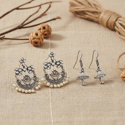 Carved Charm Dangler earrings &  Skyward Grace dangler earrings Combo set