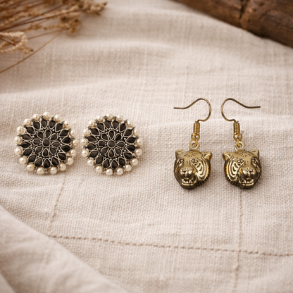 Carved Charm Dangler earrings &  fiercely flawless dangler earrings Combo set