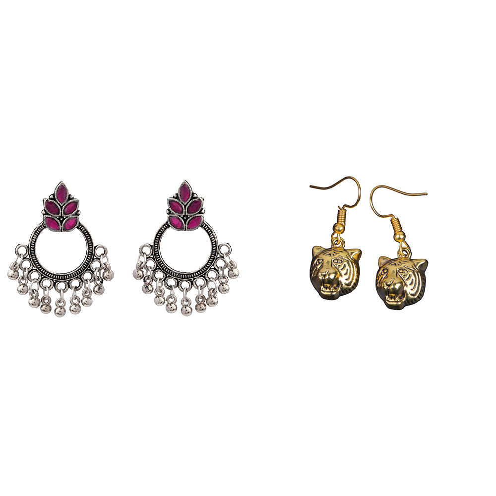 Fine Shine stud earrings (Red)&fiercely flawless dangler earrings Combo set