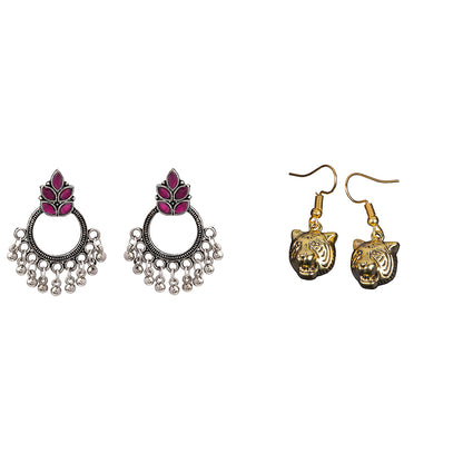 Fine Shine stud earrings (Red)&fiercely flawless dangler earrings Combo set
