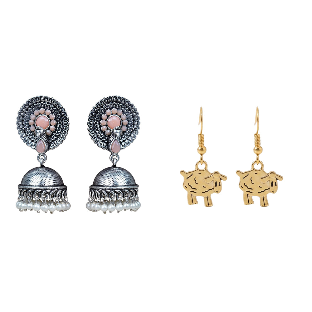 Evergreen earrings (Light Orange) Ba Ba dangler earrings Combo set