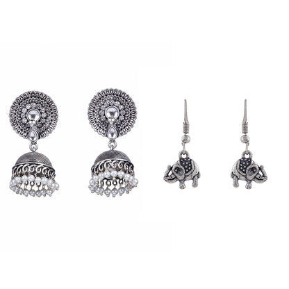 Evergreen earrings (White) Trunk Tales dangler earrings (Silver) Combo set