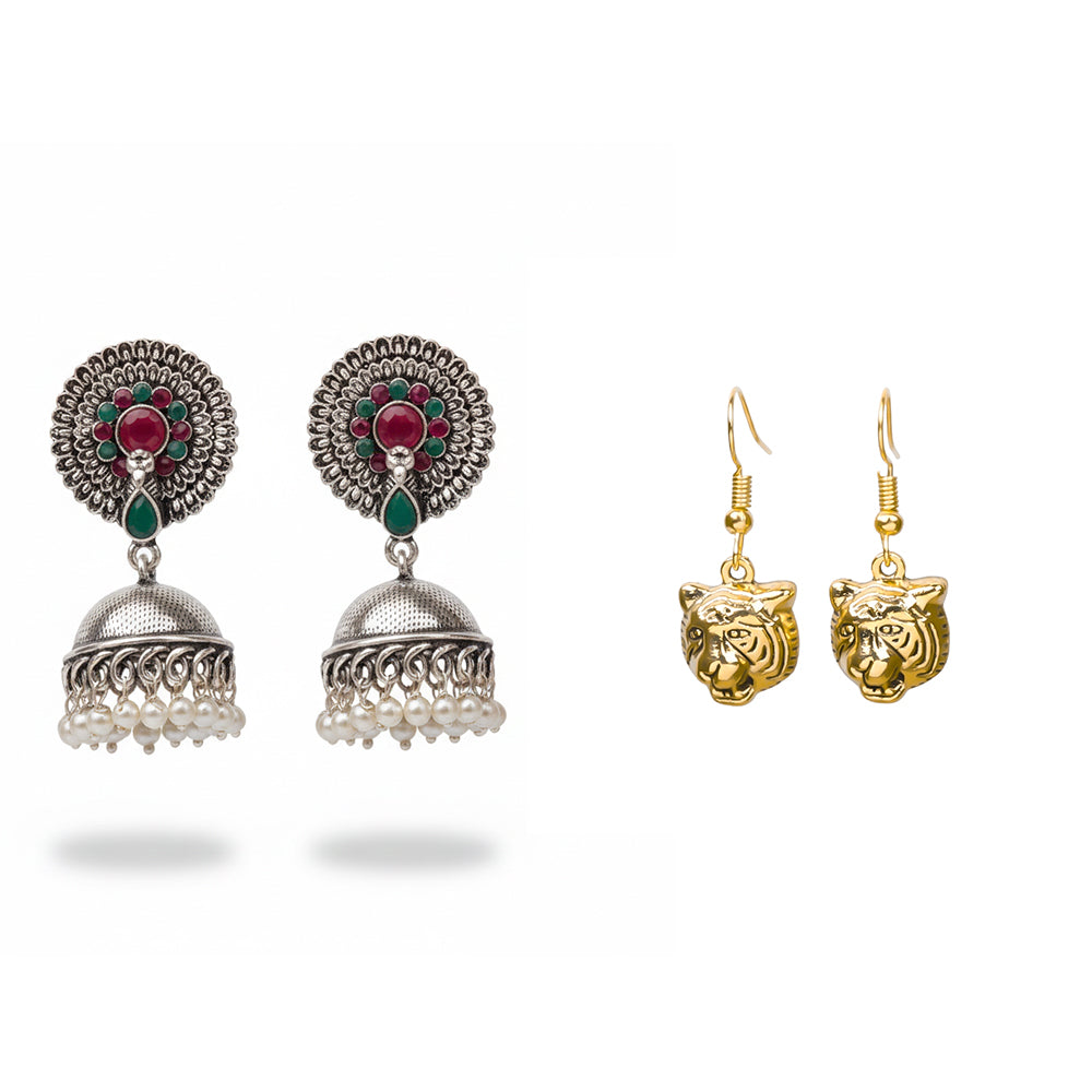 Evergreen earrings (Multicolored) fiercely flawless dangler earrings Combo set
