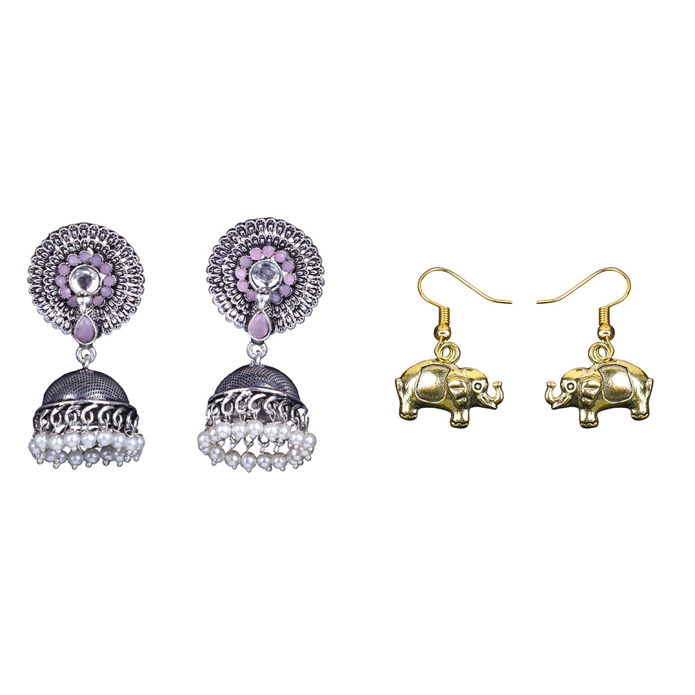 Evergreen earrings (Baby Pink) Eleglam dangler earrings Combo set