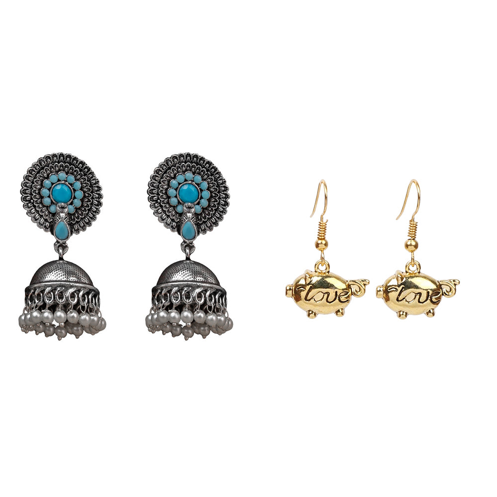 Evergreen earrings (Sky Blue) Treasure oink dangler earrings Combo set