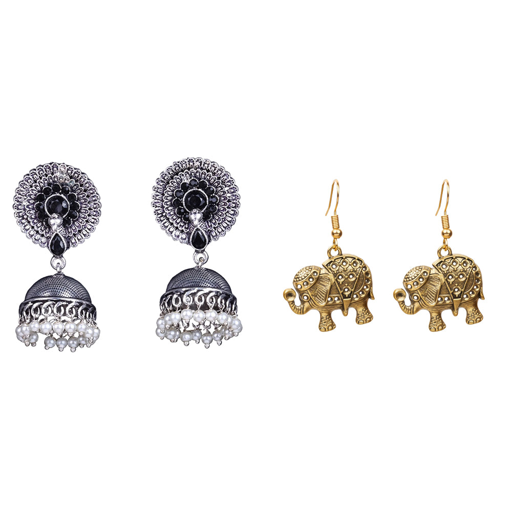 Evergreen earrings (Black) Trunk twist dangler earrings Combo set