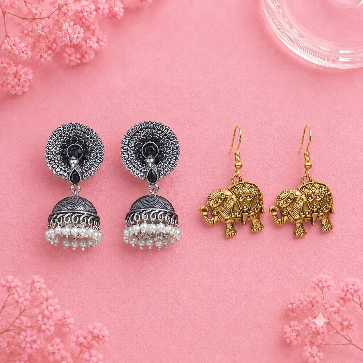 Evergreen earrings (Black) Trunk twist dangler earrings Combo set