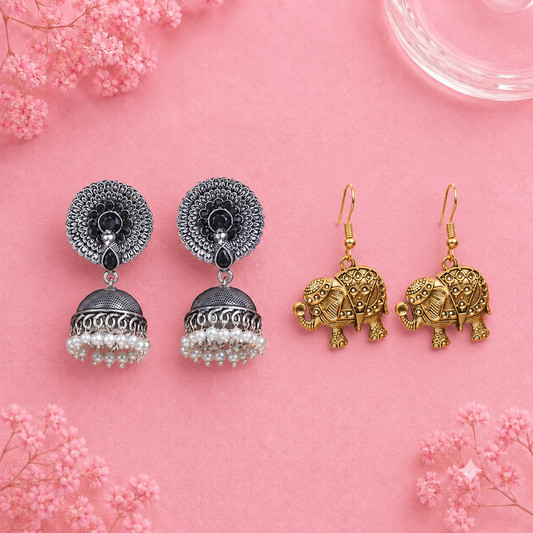 Evergreen earrings (Black) Trunk twist dangler earrings Combo set