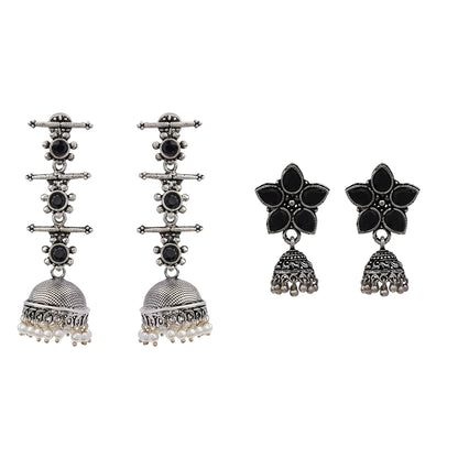 Royal Triple Bell Layered Jhumka Earring (Black) Beauty Bloom ghunghroo jhumki earring (Black) Combo set