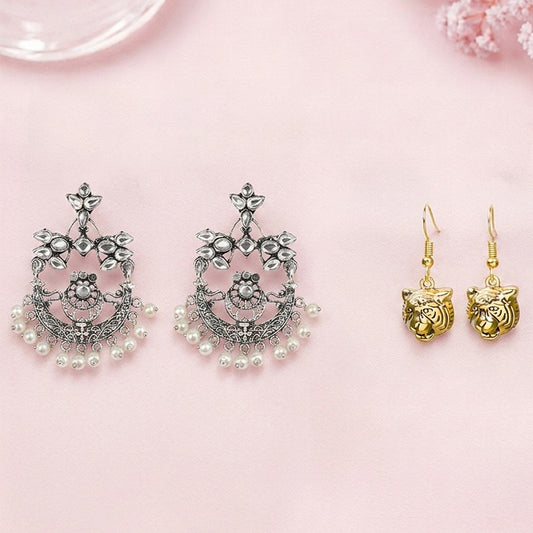 Carved Charm Dangler earrings (White) fiercely flawless dangler earrings Combo set